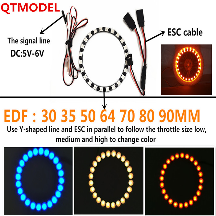 QTModel-Drei-Farben-LED-Ruumlcklichtsystem-5-6V-fuumlr-64-mm-70-mm-Ducted-Fan-Einheit-EDF-Jet-RC-Flu-1836366-1